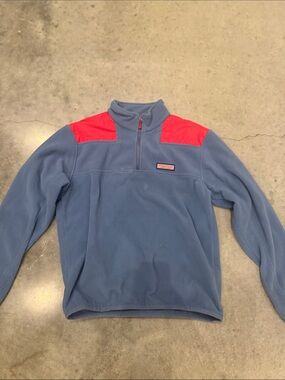 Vineyard Vines Colorblock Fleece Quarter Zip Pullover Men’s Small Blue Red